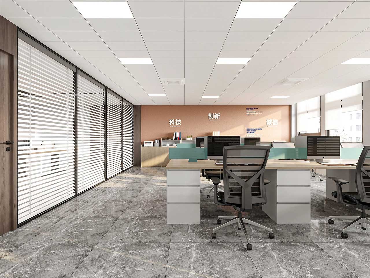 610平米鄭州現代辦公室裝修設計效果圖